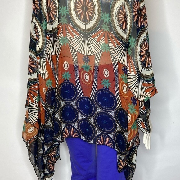 123 Boho Style Sheer Shirt Sz One Size - Picture 3 of 5